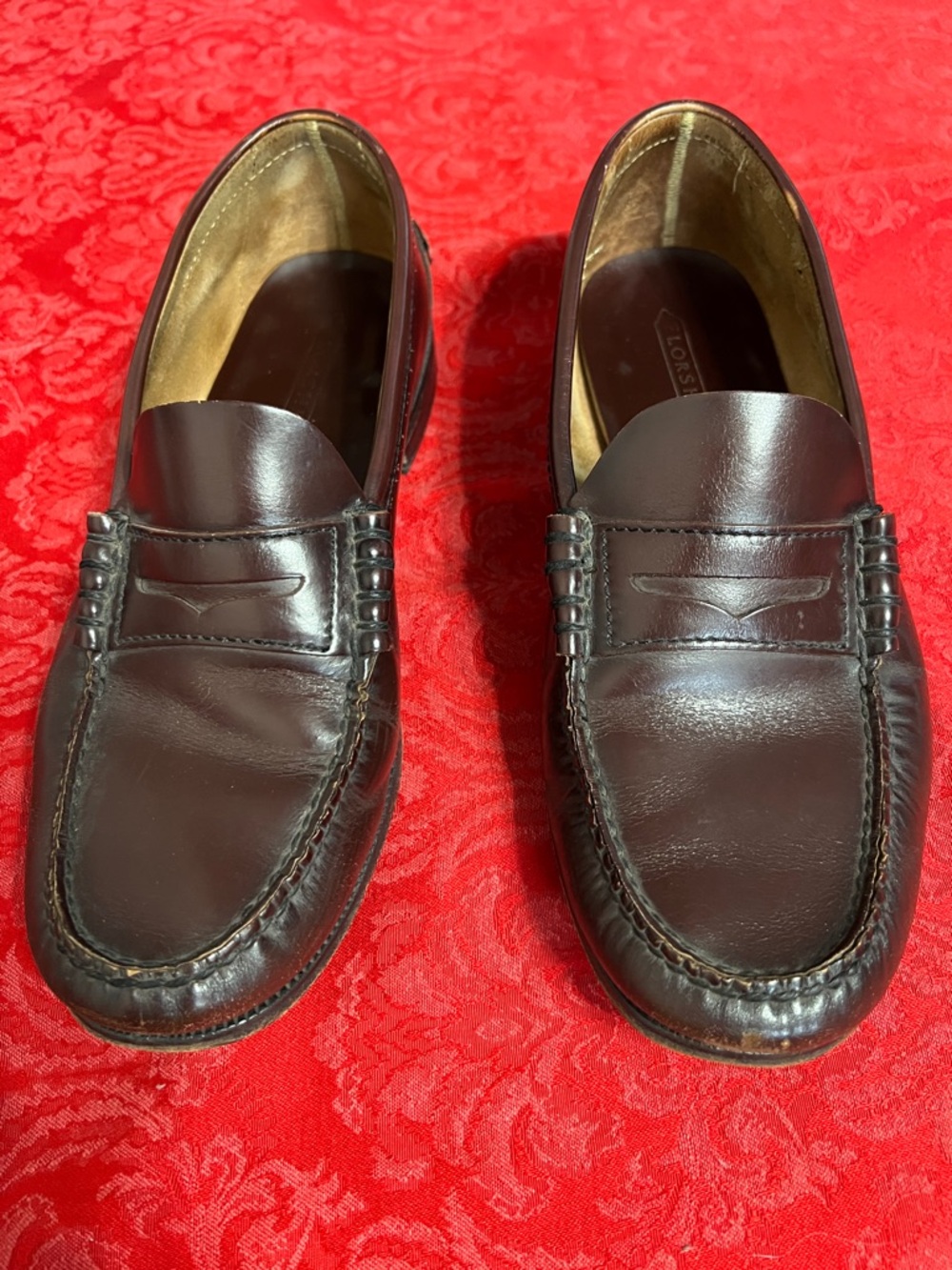 Florsheim Vintage Men’s 10 3E Burgundy Oxblood Leather Penny Loafers Extra Wide
